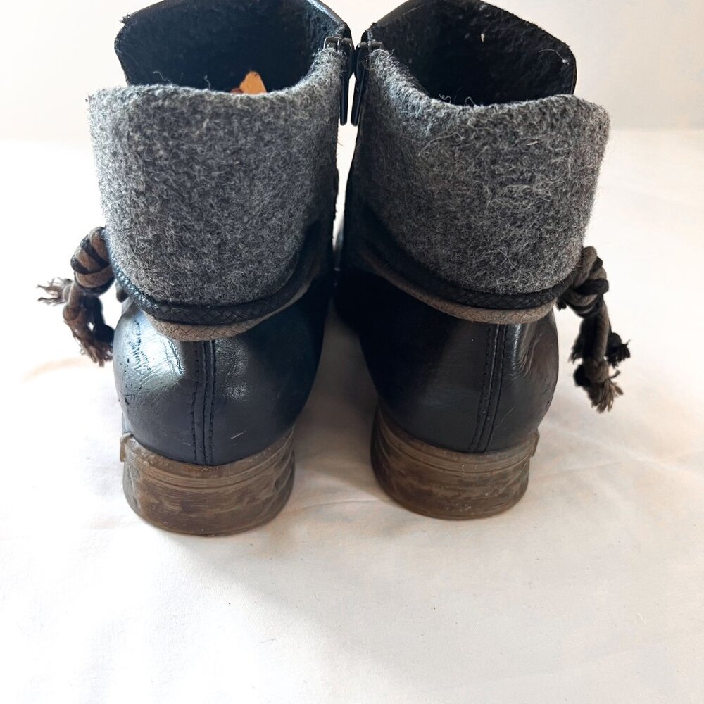 Rieker Fee 93 Ankle Boots Black Combi Fleece Lined Comfort Booties SZ 10 - Picture 8 of 11